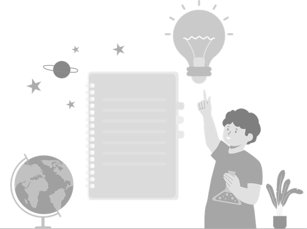 Bright student with idea  Illustration