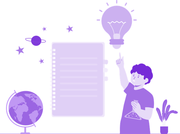 Bright student with idea  Illustration