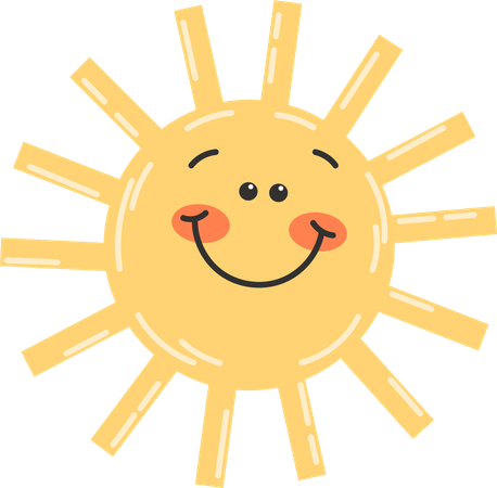 Bright Sun With Face  Illustration