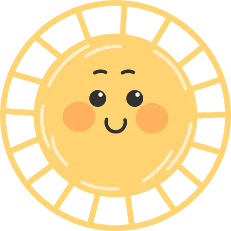 Bright Sun With Face  Illustration