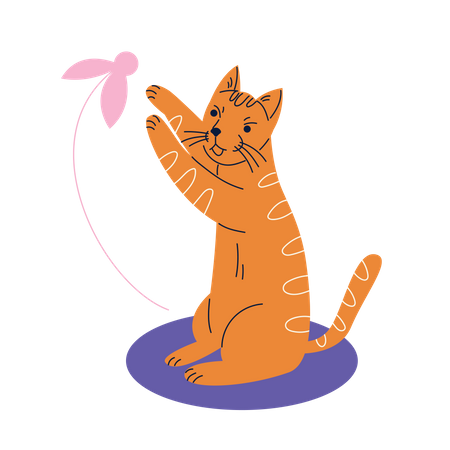 Gato brincando  Ilustração