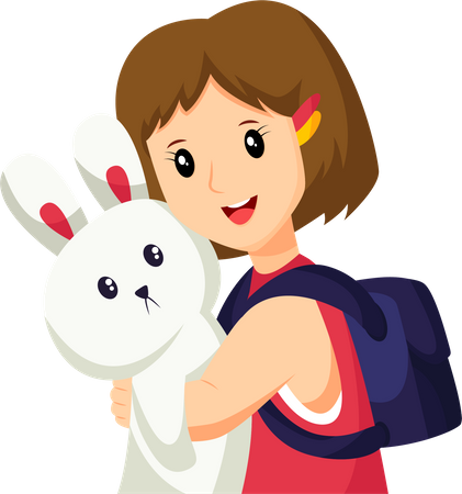 Brinquedo menina com coelho  Ilustração