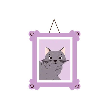 Cute Hand Drawn British Horthair Cat Breed Picture In A Beautiful Lilac Frame Vector Illustration Isolated Of Cartoon Pets Characters On Lilac Background Illustration
