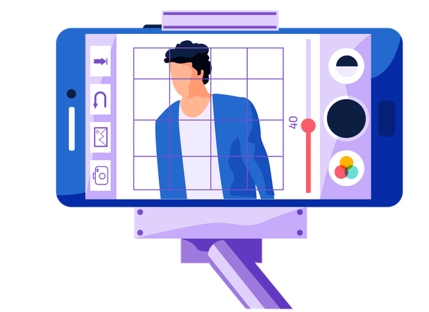 Broadcast from phone fixed to a monopod  Illustration