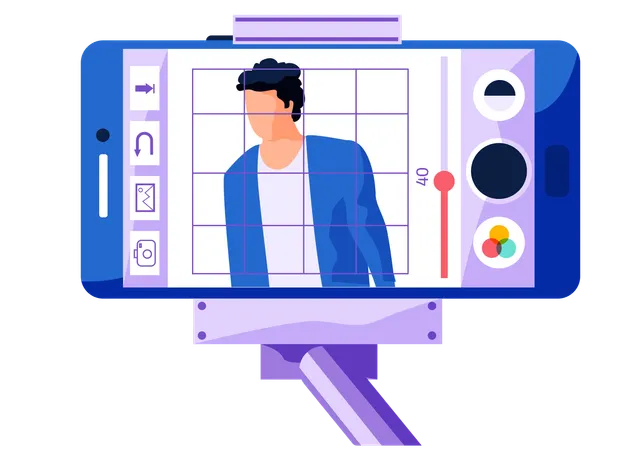 Broadcast from phone fixed to a monopod  Illustration