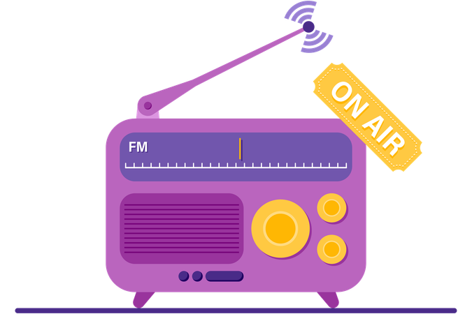 Broadcast via radio  Illustration