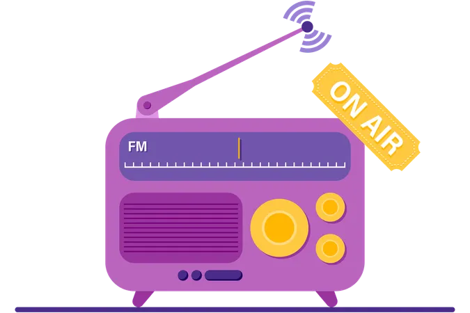 Broadcast via radio  Illustration