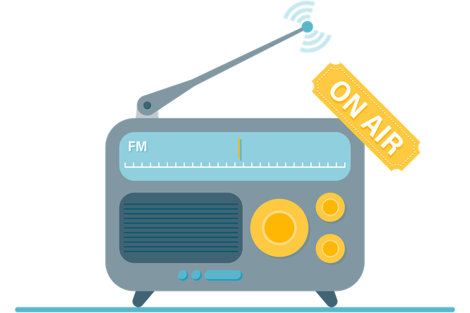 Broadcast via radio  Illustration