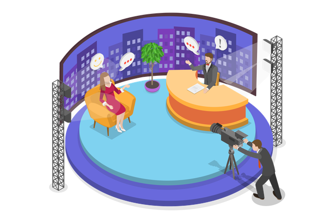 Broadcasting Room Interior tv show  Illustration