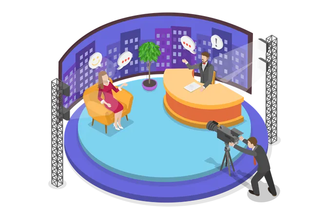 Broadcasting Room Interior tv show  Illustration