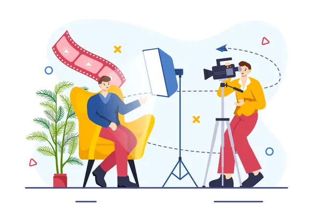 Videographer Services Vector Illustration With Record Video Production Movie Equipment And Cinema Industry In Flat Cartoon Background Illustration