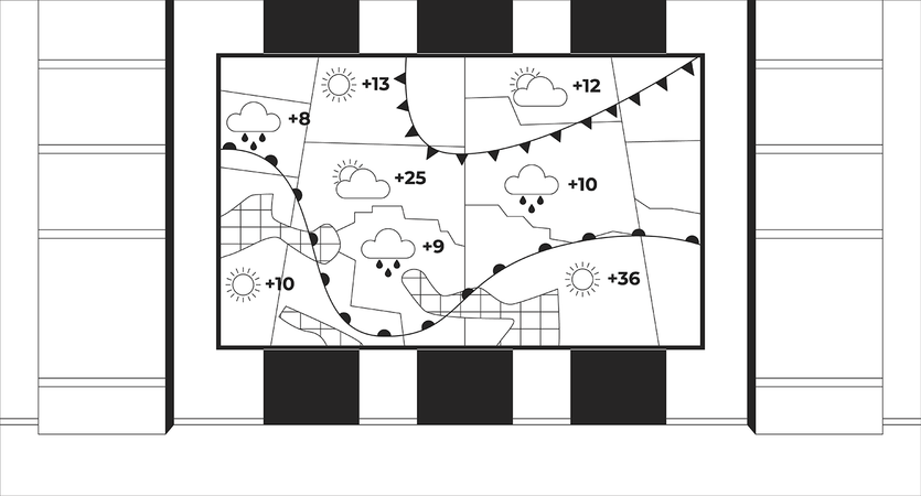 Broadcasting weather forecast map studio  Illustration