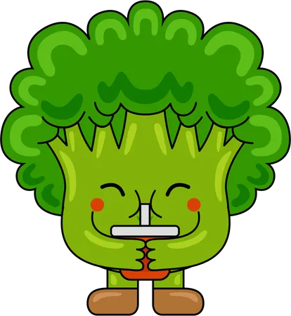 Broccoli Mascot drinking juice  Illustration