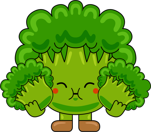 Broccoli Mascot eating Broccoli  Illustration