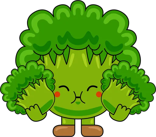 Broccoli Mascot eating Broccoli  Illustration