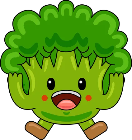 Broccoli Mascot jumping in air  Illustration