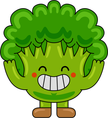 Broccoli Mascot raising hands  Illustration