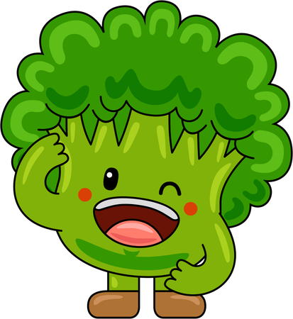 Broccoli Mascot winking eye  Illustration