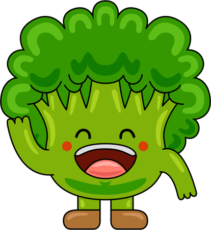 Mascotte de brocoli agitant la main  Illustration