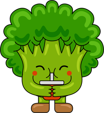 Mascotte de brocoli buvant du jus  Illustration