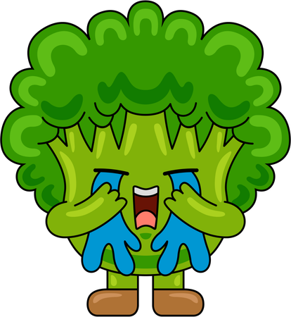 La mascotte du brocoli pleure  Illustration