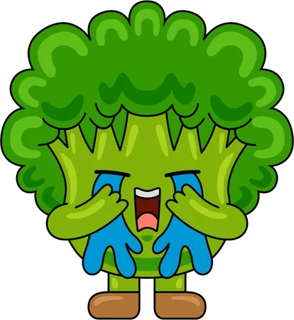 La mascotte du brocoli pleure  Illustration