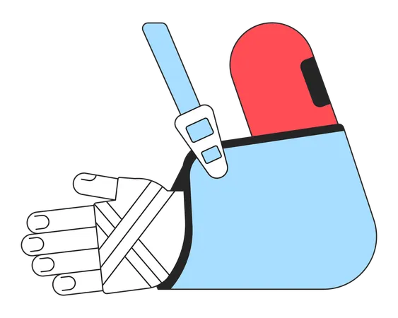 Broken Arm In Bandage Flat Line Color Isolated Vector Object Medical Arm Sling Editable Clip Art Image On White Background Simple Outline Cartoon Spot Illustration For Web Design Illustration