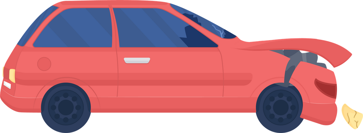 Broken car after collision  Illustration