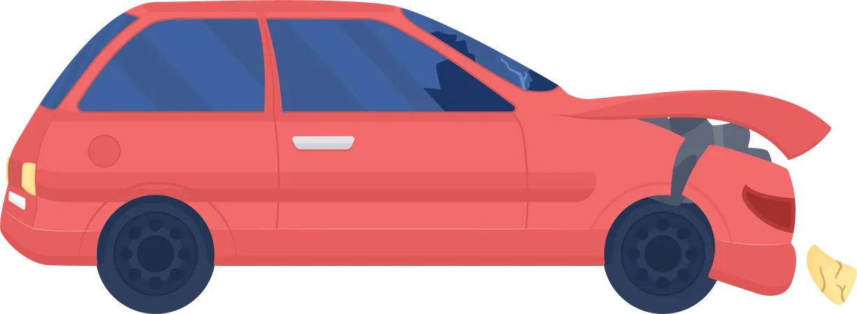 Broken car after collision  Illustration