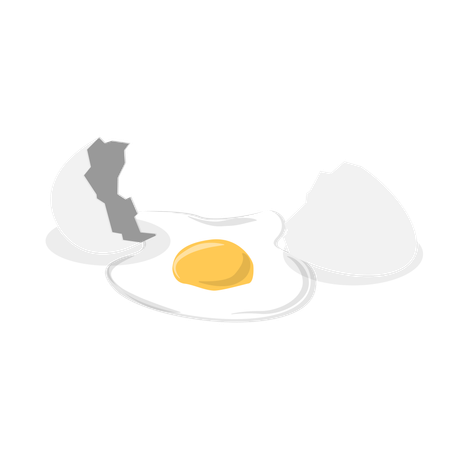 Broken chicken egg falling on ground  Illustration