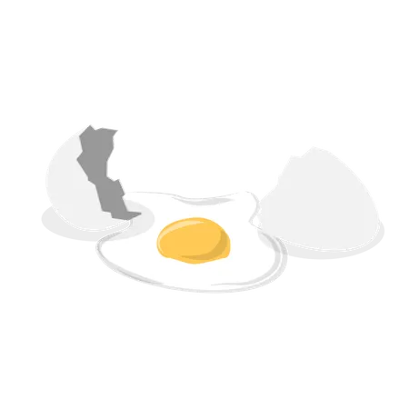 Broken chicken egg falling on ground  Illustration