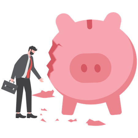 Broken piggy bank  Illustration