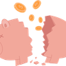 broken piggy bank illustration svg
