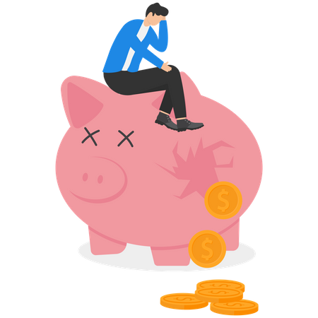 Broken piggy bank  Illustration