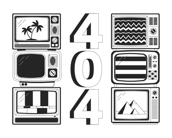 Broken tv no signals error 404  Illustration