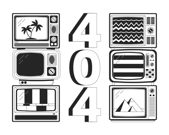 Broken tv no signals error 404  Illustration