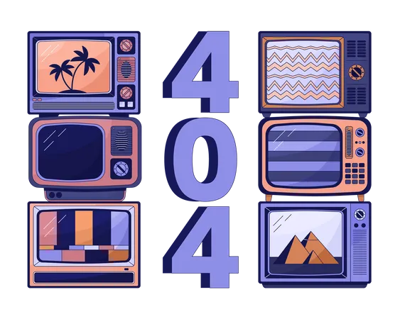 Broken tv no signals error 404  Illustration