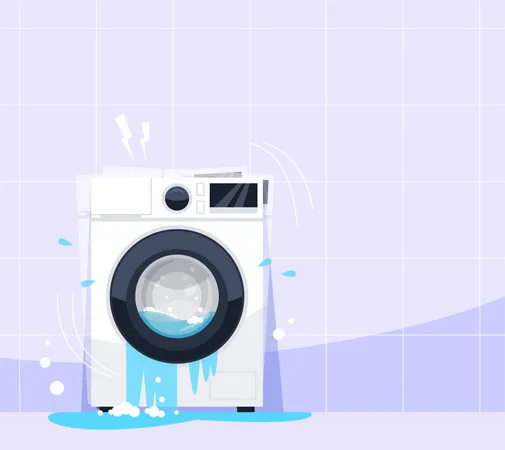 Broken washing machine Illustration