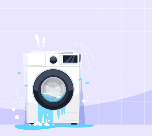 Broken washing machine  Illustration