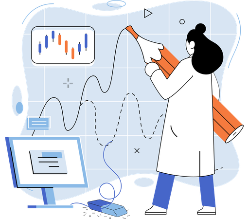 Broker, der am Arbeitsplatz an der Börse arbeitet  Illustration