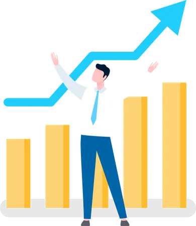 Broker discussing business graphs in meeting  Illustration