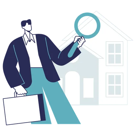 Broker finds new house  Illustration