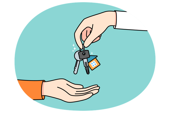 Broker give keys to client buyer  Illustration