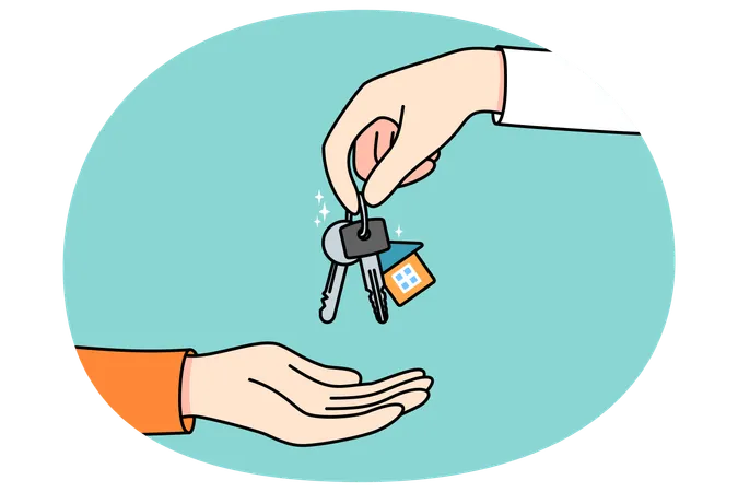 Broker give keys to client buyer  Illustration