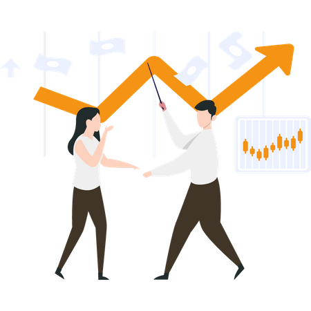 Brokers doing stock market analysis  Illustration