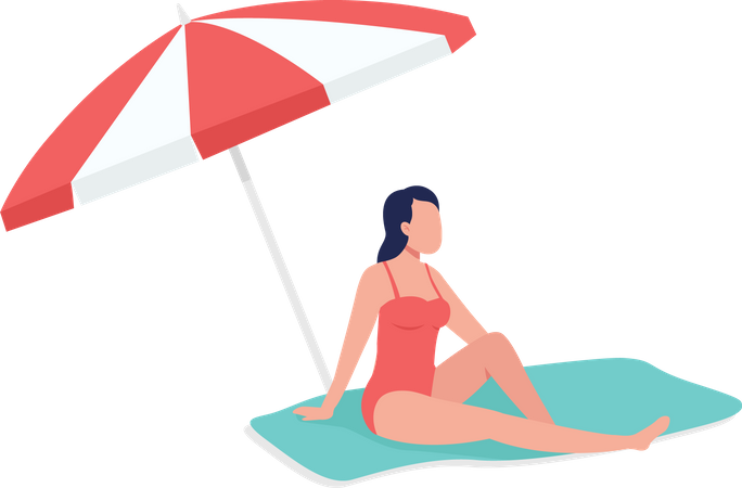 Bronzer sous un parasol  Illustration