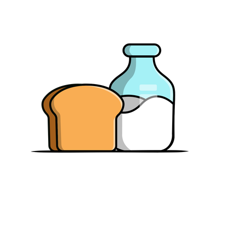 Brot mit Milchflasche  Illustration