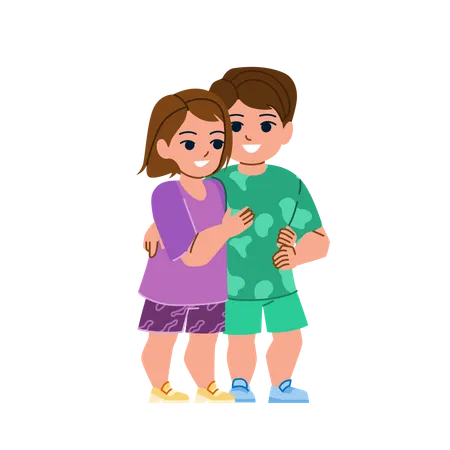 Brother And Sister Vector Child Happy Girl Hug Young Siblings Family Lifestyle Brother And Sister Character People Flat Cartoon Illustration Illustration