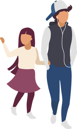 Brother and sister holding hands  Illustration