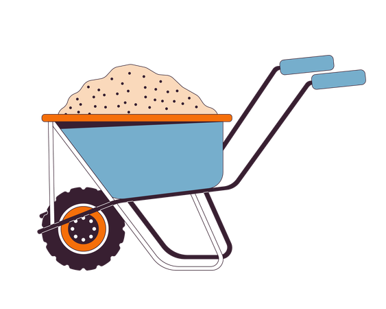 Chariot brouette avec du sable  Illustration